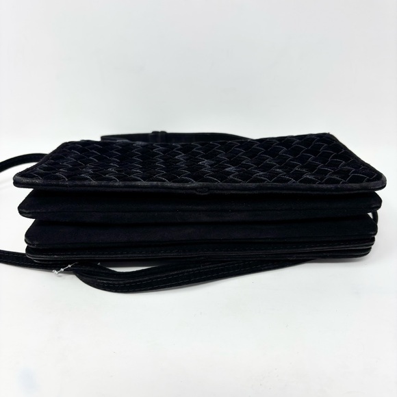 Bottega Veneta Intrecciato Knot Top Handle Black Suede Velvet Crossbody Bag - Picture 7 of 16